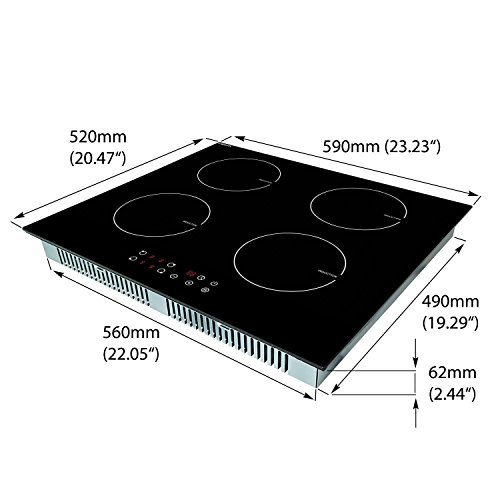 Viesta I4Z hochwertiges Induktionskochfeld mit 4 voneinander unabhängigen Kochzonen / 9 Kochstufen – Sensor-Touch Display für maximalen Bedienkomfort – Autark - 6
