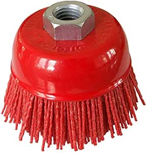 75 Mm Schleifbürste 4 Nylon-Topfbürsten Für Winkelschleifer – 75 Mm, M14- Gewinde, Rot, Zum Entgraten, Entrosten & Polieren