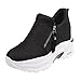 Produktbild Damen Sneaker Mädchen Mode Laufschuhe Freizeit Leder Freizeitschuhe Sportschuhe mit Reißverschluss… (EU:37, Schwarz - C)