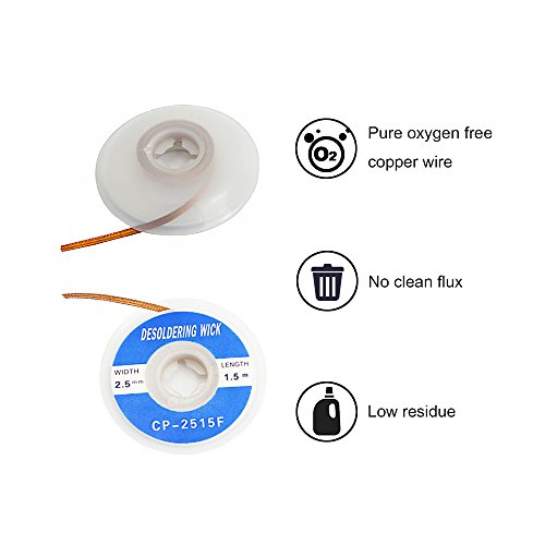 Zilong Entlötlitze Entlötpumpe Set, Lötmittel-Sauger Desoldering Vakuumpumpe, Lötmittel Sauger, Blau - 5