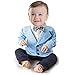 WangsCanis Baby 3 IN 1 Romper Bow Collar Gentleman One Piece Outfits Blue 9-16M