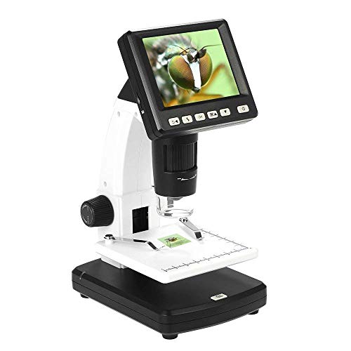 Semoic UK plug USB microscope, stand-alone desktop LCD digital microscope with 3.5-inch TFT color display, 8 LEDs, 10-300x to 1200x magnification, 5M resolution