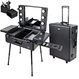 Neceser portátil con 4 patas telescópicas ajustables en altura que se pueden ocultar en el interior de un panel trasero, fácil de transportar para viajar