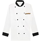 BOZEVON Giacca a Maniche Lunghe da Cuoco - Unisex Chef Top Hotel Ristorante Cucina Chef Uniforme
