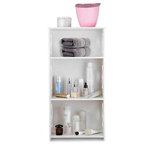 Finether weißes Regal Stehregal Standregal Steckregal Schuhregal Bücherregal für Wohnzimmer Badezimmer zur Aufbewahrung von Bücher Schuhe Toilettenartikel aus WPC wasserdicht 3 Böden 40 x 22 x 80 cm weiß - 3