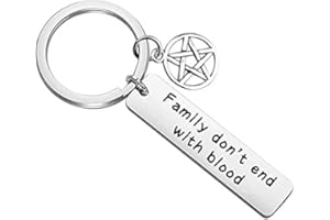 BAUNA SPN Jewelry Schlüsselanhänger "Family Don't End with Blood Best Friend", inspiriert von Supernatural