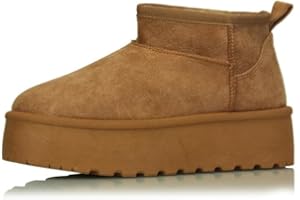 Procity Damen Stiefeletten Warm Gefüttert Plateau Boots mit der Profilsohle