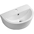 Modern Curved Ceramic Basin Wall Hung Cloakroom Bathroom Sink