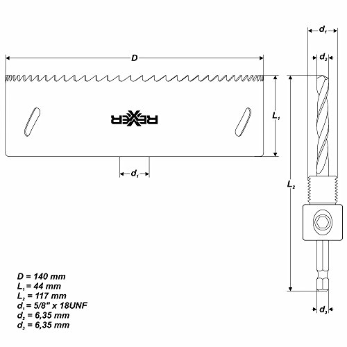 Ø 140 mm HSS BiM Lochsäge Bohrkrone mit Zentrierbohrer für Metall Holz Inox - 4
