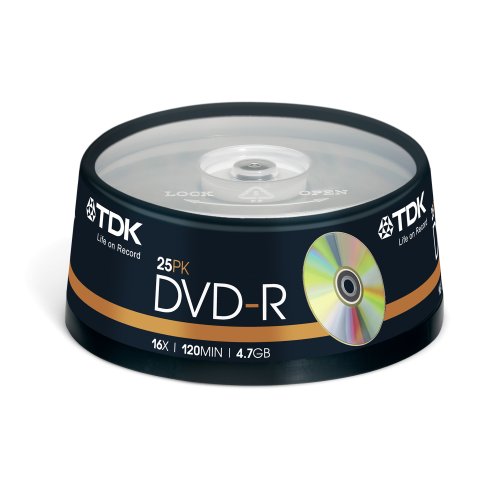 TDK T19416 DVD-R Rohling 4.7GB in Cakebox (25 Stück) 16x Speed