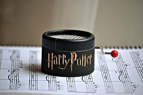 Black hand cranked Harry Potter music box with the melody "Harry's Wondrous World"