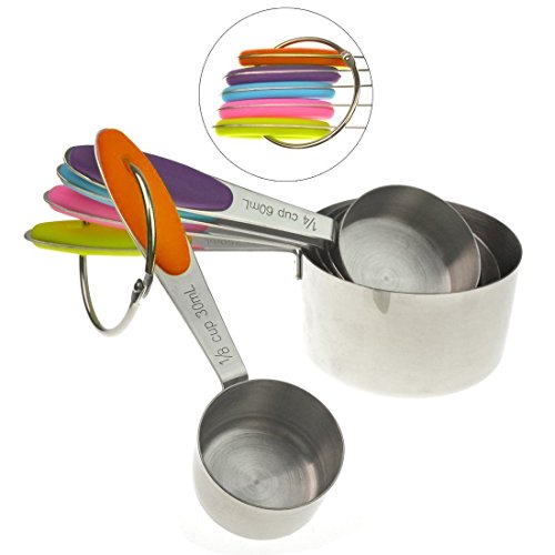 SUMERSHA Messlöffel-Sets Edelstahl stapelbare Messbecher Set mit trockenen und flüssigen Bestandteile mit Soft-Griffe 5 stk. - 3
