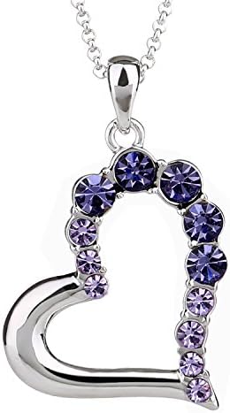 VICARA Austrian Crystal Jewellery of Heart Shape Fashion Pendant Necklace Heart Necklace Best Gift for Love(Purple)