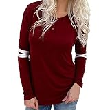Botón de Mujer Panel de Cuello Redondo Camiseta de Manga Larga Camiseta de...