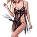 Produktbild ABsoar Negligees Damen Dessous 2 Stück Set Sexy Frauen Dessous Spitzenkleid Unterwäsche Versuchung Plus Größe Babydoll Negligee Rückenfrei Nachtkleid Nachtwäsche kleid Sleepwear (XXXL, Schwarz B)