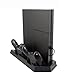 Price comparison product image Y56 Vertical Stand for PS4 Slim/PS4 with Cooling Fan, Dual Controller Charger Station Charging Stand for Sony PlayStation 4 Game Console Dualshock 4 with 3 Extra USB HUB Port (Black)