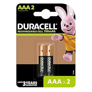 Duracell Rechargeable AAA 750mAh Batteries, 2 Pcs