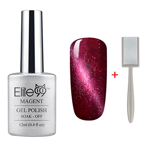 Elite99 Soak Off UV LED Magnetic Cat Eye Color 3D Nail Gel Polish 12ml Shimmer Wood Violet (6592)+ Free Gift (Magnet Stick)
