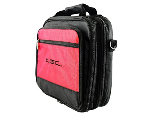 BW 12.1 Inch Portable DVD Player Twin Compartment Case Bag by TGC ® (Crimson Red & Black) - Image 4