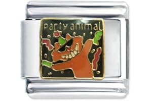 Quiges - Modulo Charm Link in stile italiano da 9 mm in acciaio inox Animale da festa per bracciali in stile Italian Links