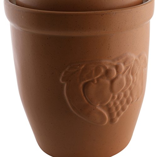 axentia Mehrzwecktopf 20 cm – Keramiktopf mit Deckel – Rumtopf in Braun – Einlegetopf aus Keramik – Steinzeugtopf zum Einlegen – Gurkentopf mit Reliefdekor, 7 Liter - 4