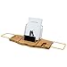 Produktbild TOP-MAX Bambus badewannenablage ausziehbar 75-92x14cm Ablage Badewanne Rack Badewannenbrücke mit buchstütze für Lesung Buch IPad Pro Glashalter für Wein Weihnachtsgeschenk