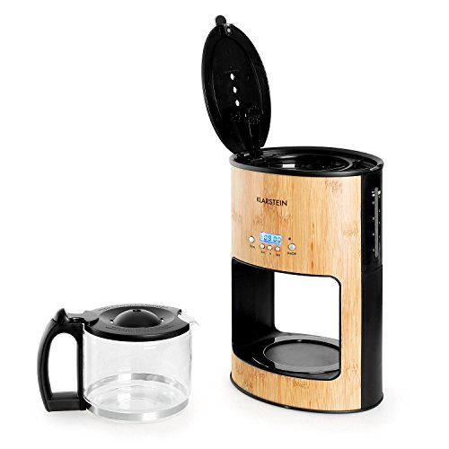 Klarstein Bamboo Garden Kaffeemaschine Bohnen-Kaffeemaschine (1080W Leistung, 1,25 Liter Wassertank für 10-12 Tassen, inklusive Glaskanne, Permanentfilter und Zeitschaltuhr) Bambus-braun - 7