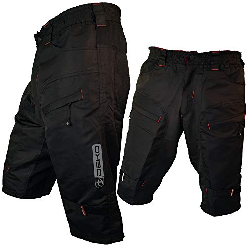 Deko Sports - Pantaloncini Corti per Ciclismo Fuori Strada, Colore: Nero