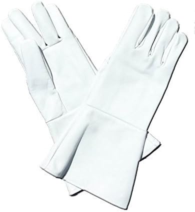 Leather Gauntlet Gloves White Small Long Arm Cuff by Leather Mystics
