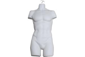 DISPLAY GURU Guru Adult Male Full Size Hanging Body Form Mannequin - Ideal for Shop Display, Market Traders (White)