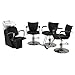 4 Piece Black Hair Salon Backwash Unit & Chrome Chair Furniture Set