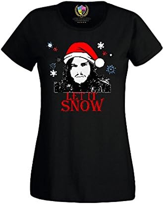Women Printed Funny T Shirts-Let it Snow-Xmas Santa Jon Snow-Game of Thrones tee
