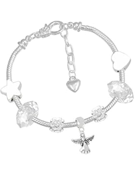 Funkelndes Charm-Armband mit Anhängern für Mädchen, inklusive Schutzengel, mit Grußkarte und Geschenkbox