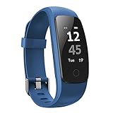 moreFit Slim Touch Wasserdicht Fitness Tracker Mit Herzfrequenz,Smart Fitness Armbanduhr Pulsuhr Schrittzähler,Schwimmen Activity Tracker GPS Für Damen/Herren,Blau