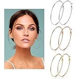 ✿ DREI PAARE IN EINEM SET: Eine Bestellung umfasst 3 Paare von 60mm/ 2,36″ große Rosegold -, Gold- und Silber creolen ohrringe. Dicke: 2mm. Creolen in Gold, Silber oder Roségold sind immer edel und modern.