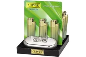 KSP PARTNERS LTD E-COMMERCE Clipper Metal Flint Lighter, Refillable, with Free Tin Box Gift Set, Pack of 1 (GREEN GRADIANT)
