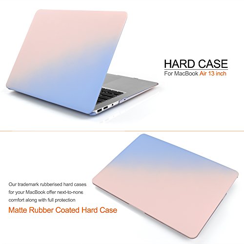 iDOO MacBook Schutzh  lle   Hard Case Cover Laptop H  lle  F  r MacBook Air 13 Zoll  A1369 A1466  - matt  Hellrosa und Babyblau
