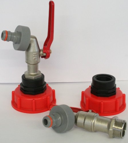 2 x AMS60_133MK3+99 Auslaufhahn mit Stecker passend für Gardena, IBC-Container-Zubehör-Regenwasser-Tank-Adapter-Fitting-Kanister, Zysterne, Tonne - 4