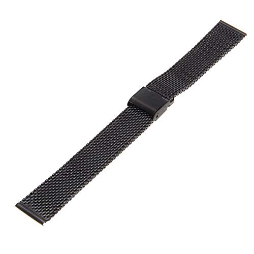 EUYOUZI 22mm Durable Black Alloy Mesh Style Watch Band Strap with Buckle Fashion