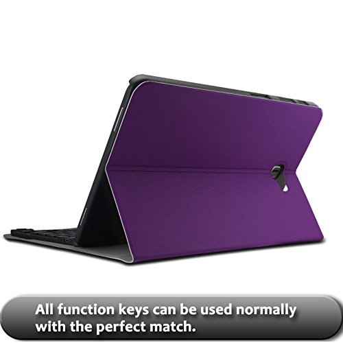 Infiland Samsung Galaxy Tab A 10.1 Slim Bluetooth Tastatur Hülle- Ultradünn leicht SmartShell Ständer Schutzhülle mit magnetisch abnehmbar drahtloser Bluetooth Tastatur für Samsung Galaxy Tab A 10.1 Zoll Wi-Fi/ LTE (2016) SM-T580N/SM-T585N Tablet-PC(QWERTZ Tastatur,Lila) - 5