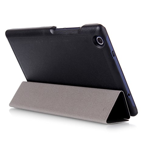 LMAZWUFULM Hülle für Lenovo Tab 3 8 (TB3-850F / TB3-850M) / Tab 2 A8-50 (8.0 Zoll) PU Leder Ultra Dünn Tri-Faltbar Lederhülle Custer Design im Bookstyle mit Stent-Funktion und Karten Slot Schutzhülle Ledertasche Flip Cover für Lenovo Tab 2 A8-50 / Tab 3 8 (TB3-850F / TB3-850M) (8.0 Zoll) Tablet-PC Schwarz - 4
