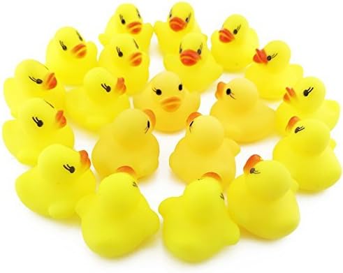 Bloomood 20 Count Mini Yellow Rubber Bath Ducks for Child ,Rubber Duck Bath Toy Baby Shower Birthday Party Favors