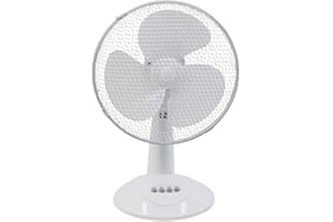 Prem-i-air Portable Electric Powerful Oscillating Cooling Desk Fan with 2 Airflow Speed Settings, Adjustable Tilt and Quiet Operation For Use in Homes and Offices White 16 inch