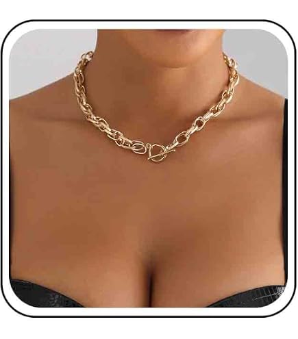 Catana Cubana Oro Con Ciondolo Cuore E Zirconi | Collana Girocollo Spessa Per Donna, Stile Punk Boho