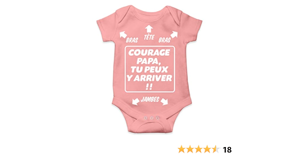 Okiwoki Body Bebe Humour Courage Papa Tu Peux Y Arriver Cadeau De Naissance Pour Petite Fille Rose Amazon Fr Vetements Et Accessoires