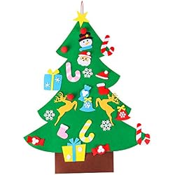 Tinksky Árbol de Navidad de fieltro DIY con 26pcs adornos desmontables Árbol de Navidad colgante de pared Regalos de Navidad para niños decoraciones de Navidad