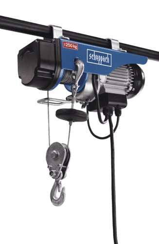 Scheppach 4906904000 Seilzug / Seilwinde HRS250 bis 250 KG | + Umlenkrolle, Lasthaken, Befestigungsbügel / mit Not-Aus / Automatic Bremse (50 Hz / 220-240 V / 530 W / 11,5 kg)