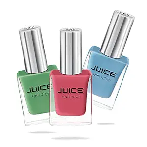 JUICE Nail Polish, Glossy Finish, Pickle Green - 267, Sky Blue - 268, Coral Sunset - 292 Gloss, 33Ml, Each 11Ml