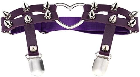 Women Fashion Punk Gothic Harajuku Studded Heart Garters Leg Ring Rivet Gift