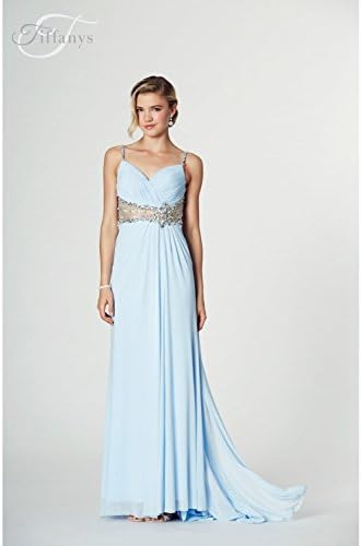 Tiffanys Illusion Prom Pale Blue Harriet long chiffon Prom Dress UK 0 (US 000)